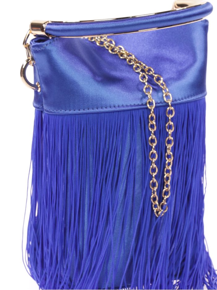 Saca fiesta satinado flecos azulon