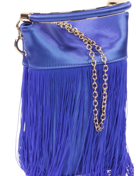 Saca fiesta satinado flecos azulon