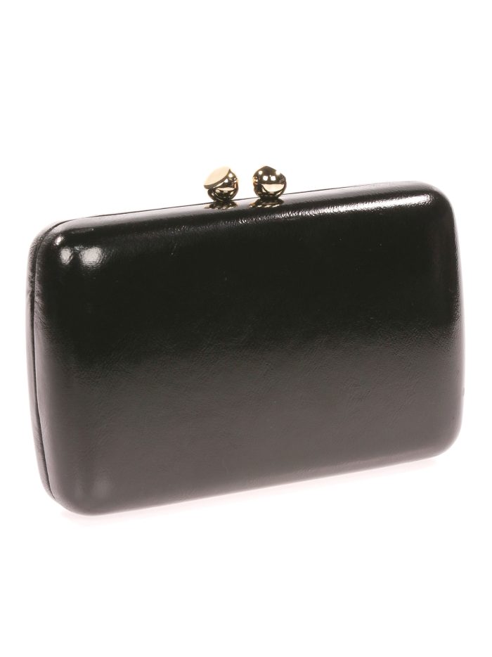 Pochette de fête en similicuir noir