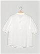 Linen effect pleated blouse blanco (M-L-XL-XXL)