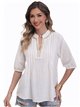 Linen effect pleated blouse blanco (M-L-XL-XXL)