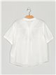 Embroidered linen effect shirt blanco (M-L-XL-XXL)