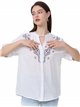 Camisa amplia bordada efecto lino blanco (M-L-XL-XXL)