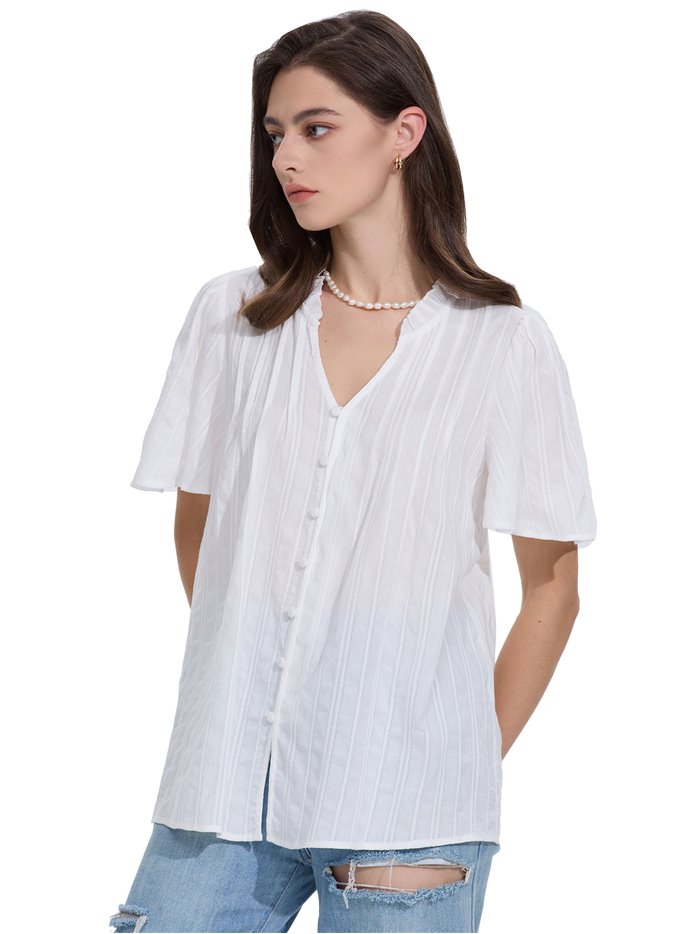Striped embroidered shirt blanco (M-L-XL-XXL)