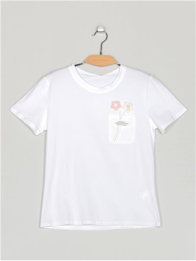 Camiseta bolsillo flores (S/M-L/XL)