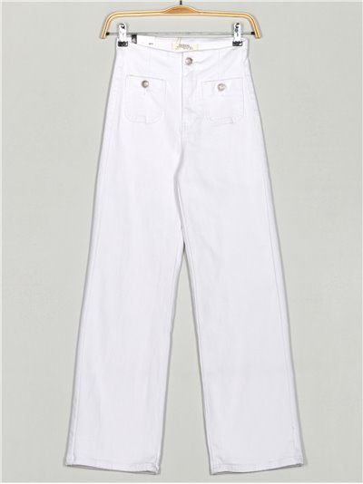 Jeans redial premium rectos botones blanco