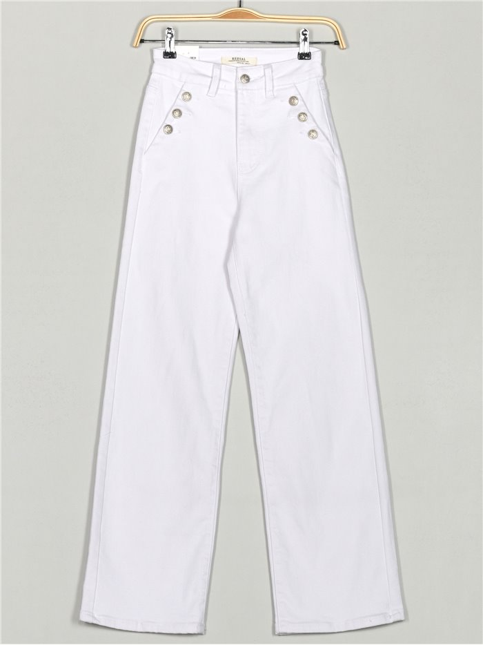 Redial premium straight buttoned jeans blanco