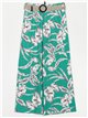 Straight leg printed trousers with belt verde