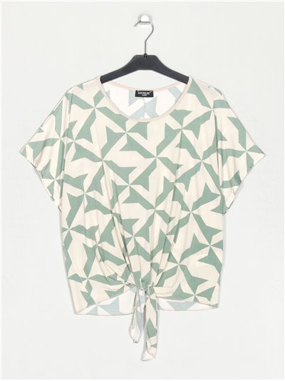 Oversized printed blouse with knots verde