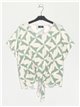 Oversized printed blouse with knots verde