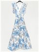 Vestido largo plisado floral azul