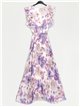 Maxi pleated floral dress lila