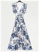 Maxi pleated floral dress marino
