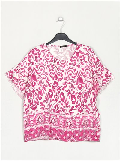 Oversized printed blouse buganvilla