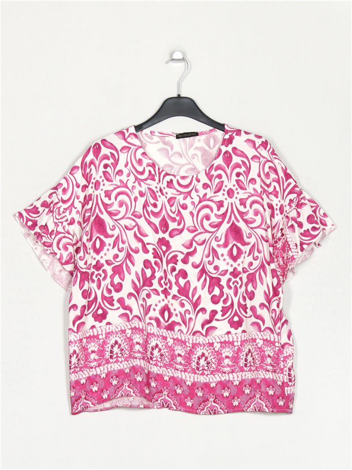 Oversized printed blouse buganvilla