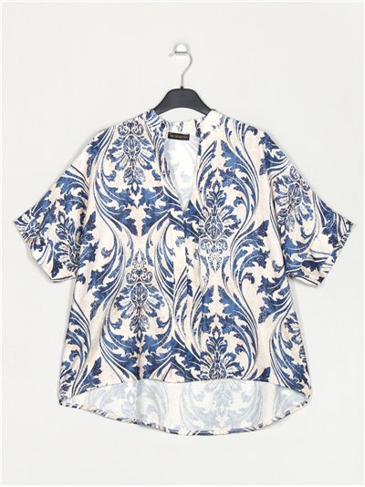 Plus size printed blouse azul