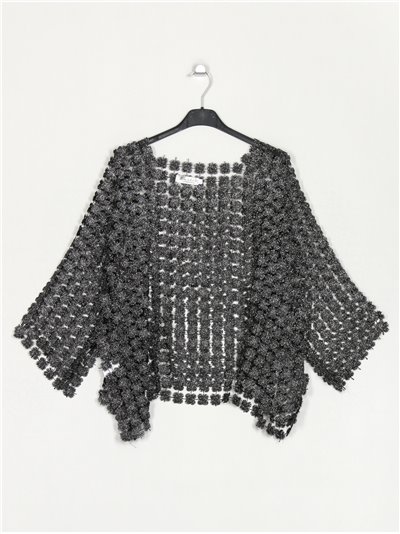 Oversized blouse with guipure negro