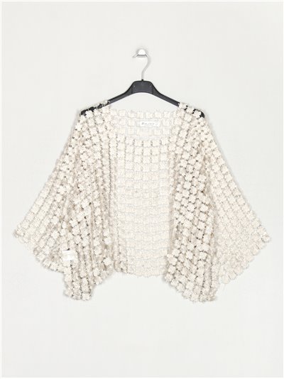 Oversized blouse with guipure beis