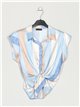 Striped satin shirt azul-claro