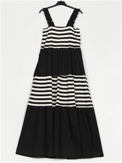 Maxi striped dress negro