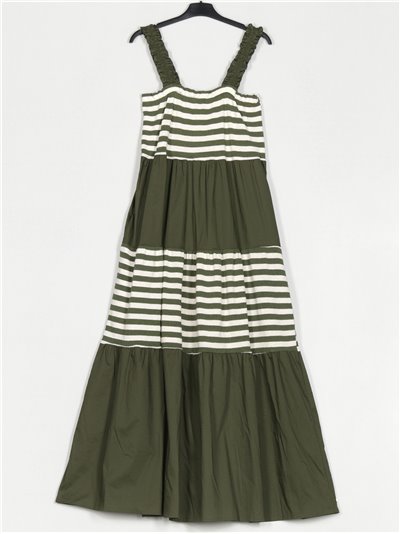Maxi striped dress verde-militar