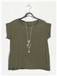 Linen effect blouse verde-militar