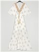Maxi printed dress with sequins blanco