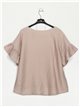 Oversized blouse with ruffles taupe