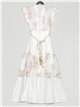 Embroidered maxi leaves dress blanco