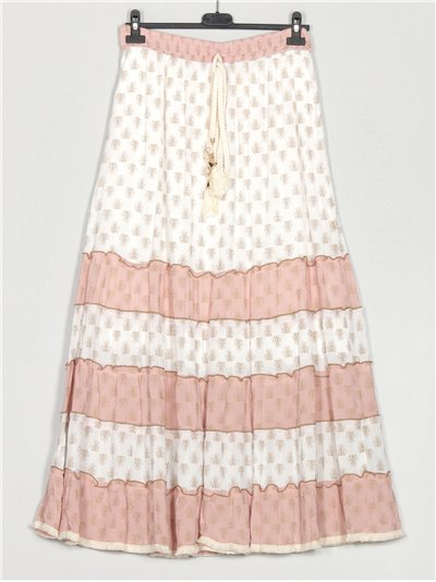Printed skirt with ruffles rosa