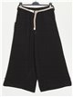 Pantalón culotte efecto lino negro