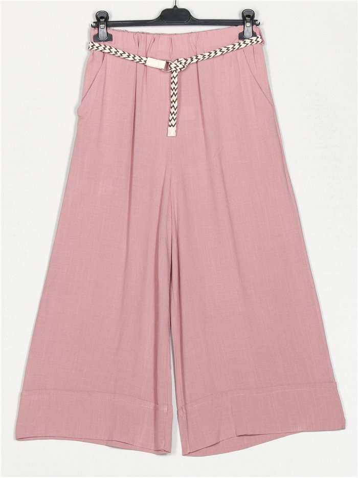 Linen effect culottes trousers rosa