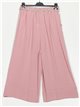 Pantalón culotte efecto lino rosa