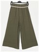 Pantalón culotte efecto lino verde-militar