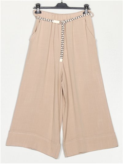 Linen effect culottes trousers beis