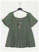 Pleated blouse verde-militar