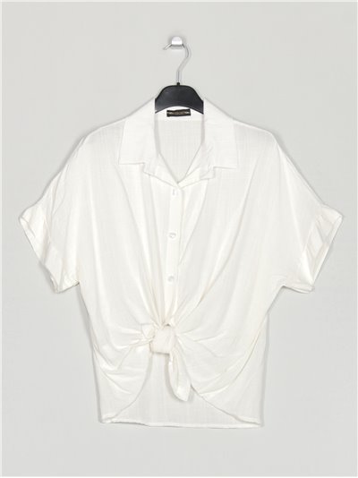 Camisa efecto lino blanco