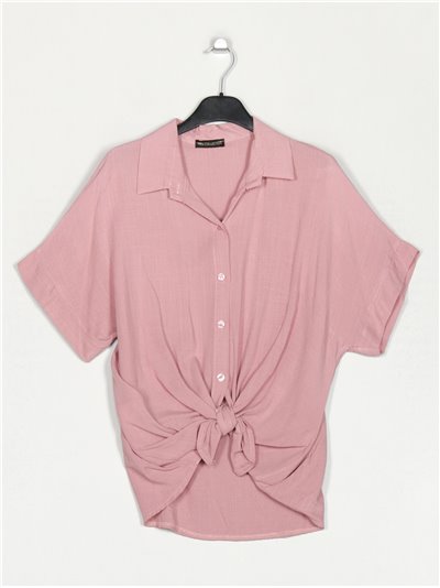 Camisa efecto lino rosa