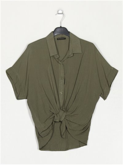 Linen effect shirt verde-militar
