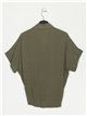 Camisa efecto lino verde-militar