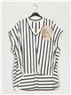 Maxi striped flower t-shirt marino