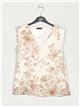 Linen effect floral blouse beis