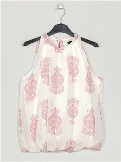 Printed plumeti blouse rosa