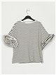 Striped top with ruffles negro