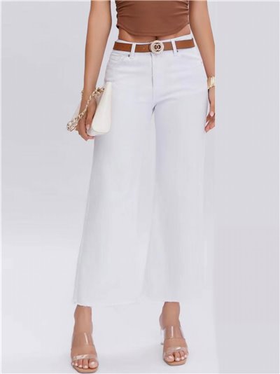 Belted straight jeans blanco (S-XXL)