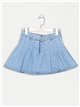 Ruffled denim bermuda skirt azul (XS-XL)