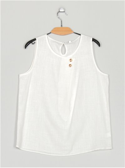 Linen effect blouse with buttons blanco (M-L-XL-XXL)