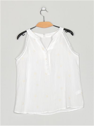 Embroidered blouse with lace blanco (M-L-XL-XXL)