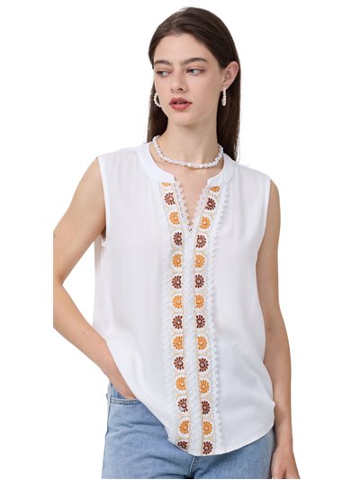 Embroidered blouse with lace blanco (M-L-XL-XXL)