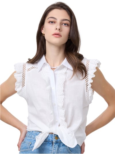 Die-cut embroidered shirt blanco (M-L-XL-XXL)